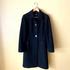 Women’s Wool Vintage Black Buttoned Coat